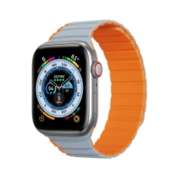 Ремешок для часов Apple Watch 42-49mm - Силикон: Dux LD - Серый-Оранжевый