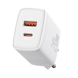 Charger 1xUSB + 1xUSB-C, up to 20W, QuickCharge: Baseus Compact - White