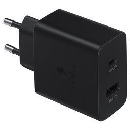 Charger 1xUSB-C + 1xUSB, up to 35W, QuickCharge: Samsung Duo - Black