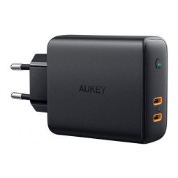 Laadija 2xUSB-C, kuni 60W, QuickCharge, PD: Aukey D5 - Must
