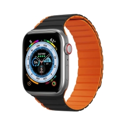 Ремешок для часов Apple Watch 38-41mm - Силикон: Dux LD - Чёрный-Оранжевый
