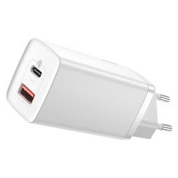 Charger 2xUSB-C, up to 65W, Quick Charge, PD: Baseus GaN2 Lite - White