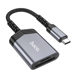 Считыватель USB-C - SD, micro SD: Hoco Ua25 - Серый
