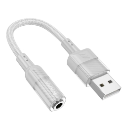 Adapter: USB, male - 1x 4pin Audio-jack, AUX, 3.5mm, mic+stereo, female: Hoco LS37 - Gray
