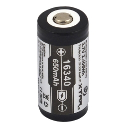 16340, RCR123A Lithium Rechargeable Battery, 1x - Xtar 650mAh, with protection