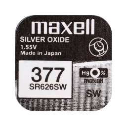 SR626 watch battery, 1x - Maxell - SR626, SR66, 377, 376 - SG4, LR626, SR626SW, AG4, LR66, 177