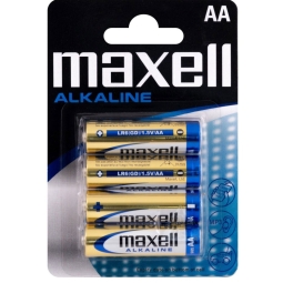 AA alkaline battery, 4x - Maxell - AA - LR6, Paljchikovye, FR6, MN1500, MX1500, MV1500, Type 316