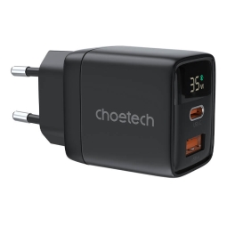 Charger 1xUSB-C, 1xUSB, up to 35W, QuickCharge up to 20V 1.75A: Choetech PD6052 - Black