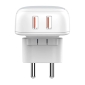 Charger USB-C: Kaabel 1m + Adapter 2xUSB, up to 18W, QuickCharge up to 12V 1.5A: Ldnio A2512Q - White