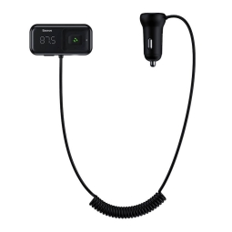 FM трансмиттер (USB, MicroSD, Bluetooth), автомобильная зарядка: 2xUSB, до 15W: Baseus S-16 - Чёрный