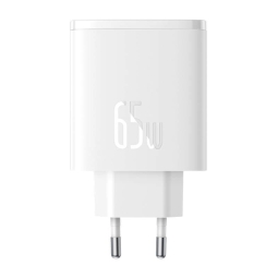 Charger 2xUSB-C + 1xUSB, up to 65W, QuickCharge up to 20V 3.25A: Baseus GaN Cube Pro - White