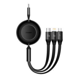 1.1m, 3in1, USB-C - Lightning, USB-C, Micro USB cable, up to 100W: Baseus Bright Mirror 2 - Black
