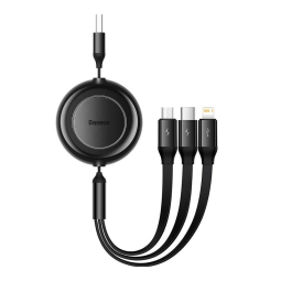 1.1m, 3в1, USB - Lightning, USB-C, Micro USB кабель, до 3.5A: Baseus Bright Mirror 2 - Чёрный