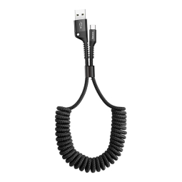 0.5-1m, USB-C - USB cable: Baseus Fish Eye Spring - Black