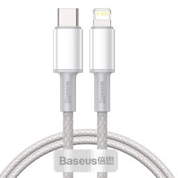 1m, Lightning - USB-C kaabel, juhe, kuni 20W: Baseus High Density - Valge