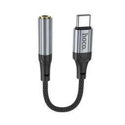 Adapter: USB-C, male, DAC - Audio-jack, AUX, 3.5mm, female: Hoco LS36 - Black
