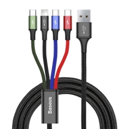 1.2m, 4в1, USB - 1x Lightning, 2x USB-C, 1x Micro USB кабель, до 3.5A: Baseus Rapid