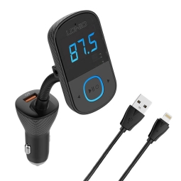 FM трансмиттер (USB, Bluetooth 5.0, AUX), автомобильная зарядка: 1xUSB-C, 2xUSB, до 45W + Lightning кабель: Ldnio C705Q - Чёрный