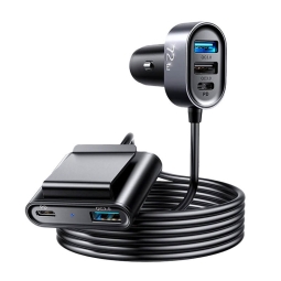 Car charger: 2xUSB-C, 3xUSB, up to 72W, QuickCharge up to 12V 2.25A 27W: Joyroom Cl05 - Black