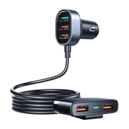 Car charger: 5xUSB, up to 45W, QuickCharge up to 12V 1.5A 18W: Joyroom Cl03 Pro - Black