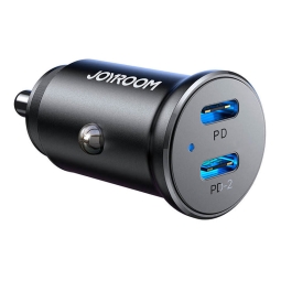 Car charger: 2xUSB-C, up to 30W, QuickCharge up to 12V 2.5A: Joyroom Ccn06 - Black