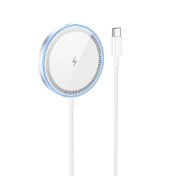 Wireless charger, up to 15W, Magsafe, 1.5m USB-C cable: Hoco CW53 -  Silver