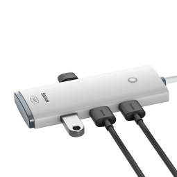Делитель, хаб USB-C hub: 4xUSB 3.0 + USB-C power, 0.25m: Baseus Lite - Белый