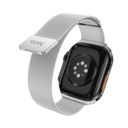 Strap for watch Apple Watch 42-49mm - Stainless steel: Hoco Milanese -  Silver