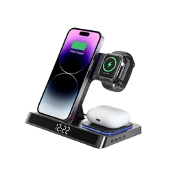Wireless charger 4in1, up to 15W, 1m USB-C cable: WiWU Power Air - Black