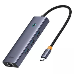 Hub USB-C hub: 3xUSB 3.0 + LAN 1 Gbps: Baseus UltraJoy - Aluminum