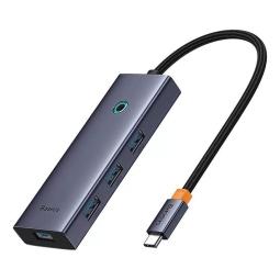 Делитель, хаб USB-C dock: USB-C 100W, 1xHDMI 4K60Hz, 4xUSB 3.0: Baseus UltraJoy - Алюминий