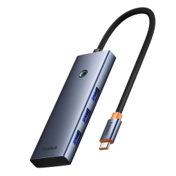 Делитель, хаб USB-C dock: USB-C 100W, 1xHDMI 4K60Hz, 3xUSB 3.0, MicroSD+SD картридер: Baseus UltraJoy - Алюминий