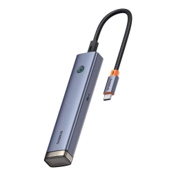 Делитель, хаб USB-C dock: USB-C 100W, HDMI 4K60Hz, USB-C v3.0, 2xUSB 3.0 + 1xUSB 2.0: Baseus UltraJoy Air - Алюминий