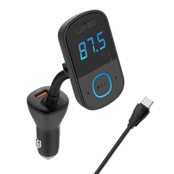 FM transmitter (USB, Bluetooth 5.0, AUX), car charger: 1xUSB-C, 2xUSB, up to 45W + USB-C cable: Ldnio C705Q - Black