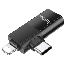 USB 3.0, pesa - USB-C+Lightning, pistik, OTG adapter, üleminek: Hoco UA17 - Must