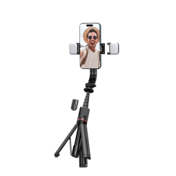 Selfie pulk, tripod, kuni 104cm, LED, Bluetooth, 201g: Tech L05S - Must