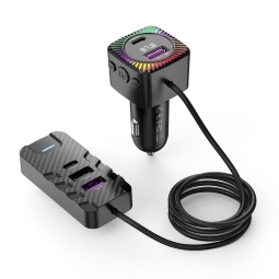 FM трансмиттер (USB, Bluetooth), автомобильная зарядка: 2xUSB-C, 3xUSB, до 15W: Xo C13 - Чёрный