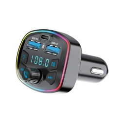 FM transmitter (USB, MicroSD, Bluetooth), car charger: 1xUSB-C, 2xUSB, up to 20W: Forever Tf360 - Black