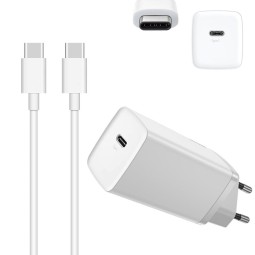 Charger USB-C: Cable 2m + Adapter 1xUSB-C, up to 65W QuickCharge