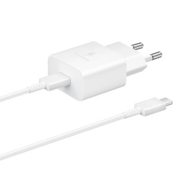 Charger USB-C: Cable 1m + Adapter 1xUSB-C, kuni 45W, QuickCharge: Samsung 45W PD - Valge