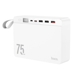 75000mAh Внешний аккумулятор20W, Hoco J94 - 1xUSB-C, 3xUSB, QuickCharge до 12V-1.67A - Белый