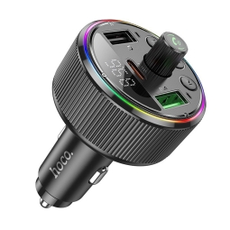 FM transmitter (USB, Bluetooth), car charger: 1xUSB-C, 1xUSB, up to 30W, QuickCharge up to 20V 1.5A: Hoco E82 - Black