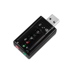 Adapter, üleminek: USB, male - 2x, 3pin, Audio-jack, AUX, 3.5mm, mic+stereo, female:  USB sound card (windows), 7.1