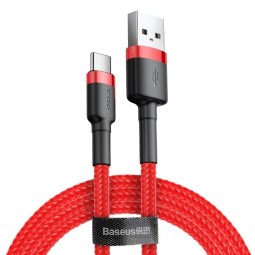 2m, USB-C - USB-C kaabel, juhe, kuni 60W: Baseus Cafule -  Punane