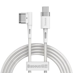 2m, USB-C - Magsafe1 cable, up to 60W: Baseus Zinc Magnetic L-shaped - White