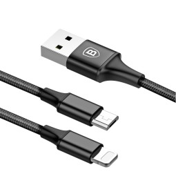 Baseus cable: 2in1, 1.2m, USB - Micro USB + Lightning, iPhone, iPad: Rapid