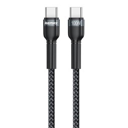 1m, USB-C - USB-C кабель, до 100W: Remax 172 - Чёрный