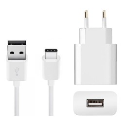 Charger USB-C: Cable 1m + Adapter 1xUSB, up to 10W