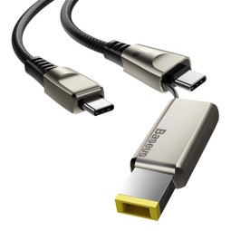 2m, USB-C - USB-C кабель: Baseus One-for-Two Lenovo Square 11x4.5x0.6mm - Чёрный