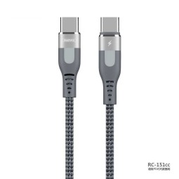 1m, USB-C - USB-C kaabel, juhe: Remax 151CC -  Hõbe